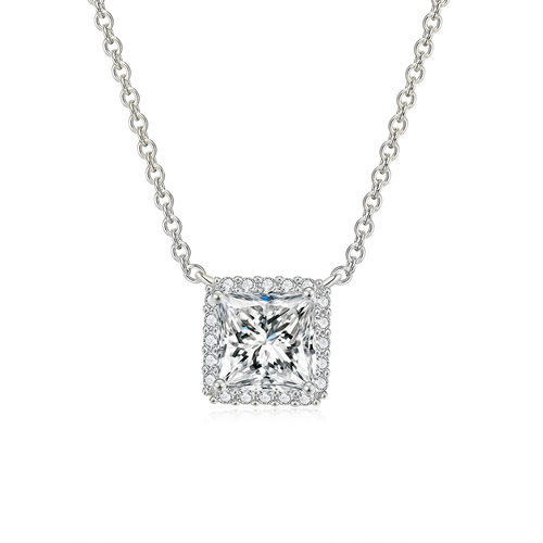 Princess Halo Pendant Necklace