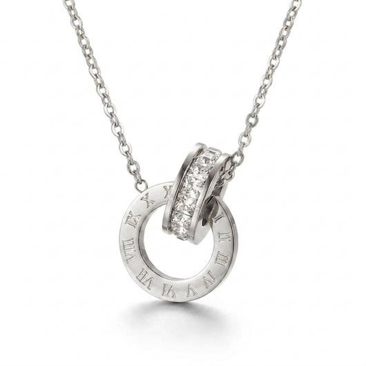 Interlocking Circles Necklace - Silver