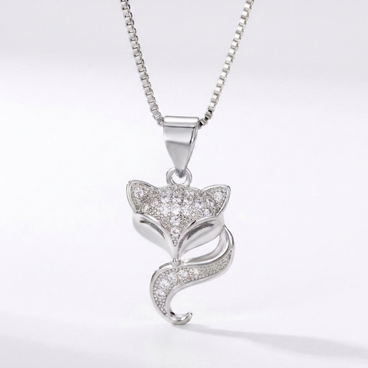 Fox Pendant Necklace - Silver