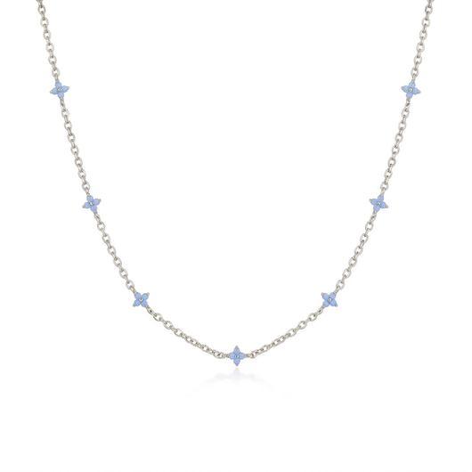 Petite Flower Choker Necklace - Silver
